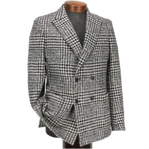 Z Zegna Mohair Tweed Houndstooth Double Breast Peak Sport Coat Men's 40R Drop-8